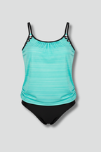 Tankini de mujer con escote barco y acabado estampado