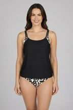 Tankini de mujer con escote barco y acabado estampado