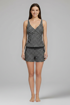 Tankini de mujer con top de tirantes y pantalones cortos