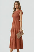 Vestito a strati donna con spalle scoperte e maniche lunghe