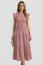 Vestito a strati donna con spalle scoperte e maniche lunghe