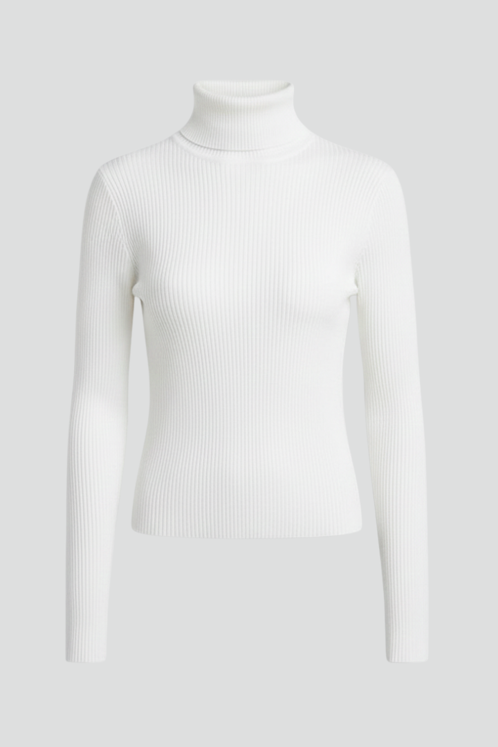 Jersey de cuello alto de mujer con remate de canalé