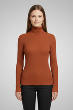Jersey de cuello alto de mujer con remate de canalé