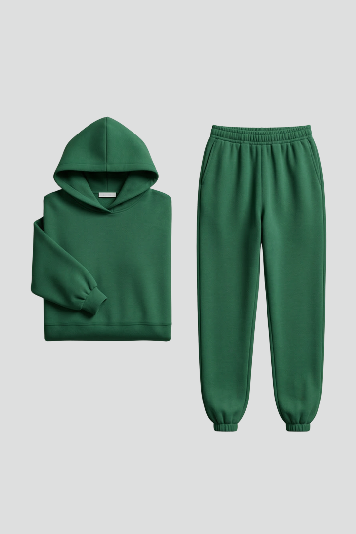 Completo due pezzi donna con felpa con cappuccio e pantaloni con vita elastica