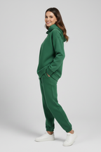 Completo due pezzi donna con felpa con cappuccio e pantaloni con vita elastica