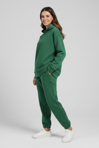 Completo due pezzi donna con felpa con cappuccio e pantaloni con vita elastica