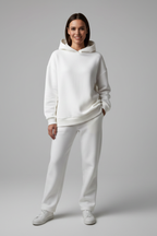 Completo due pezzi donna con felpa con cappuccio e pantaloni con vita elastica