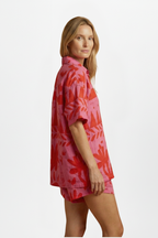 Completo due pezzi donna con camicia stampata e shorts