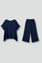 Completo donna con scollo rotondo e pantaloni ampi