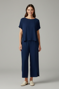 Completo donna con scollo rotondo e pantaloni ampi