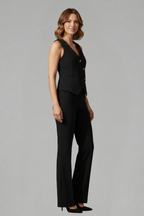 Completo donna con gilet senza maniche e pantaloni ampi