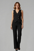 Completo donna con gilet senza maniche e pantaloni ampi