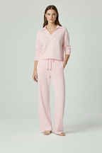 Completo donna con top scollo a V e pantaloni a gamba ampia