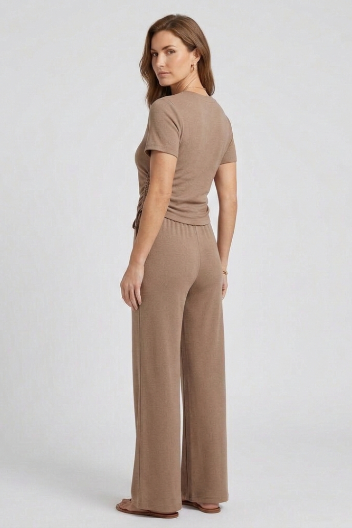 Ensemble femme à manches courtes et pantalon ample
