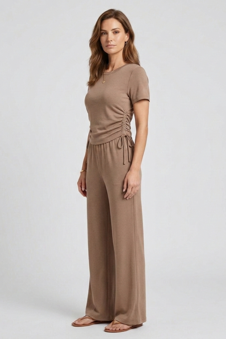Ensemble femme à manches courtes et pantalon ample