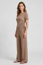 Ensemble femme à manches courtes et pantalon ample
