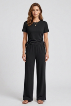 Ensemble femme à manches courtes et pantalon ample