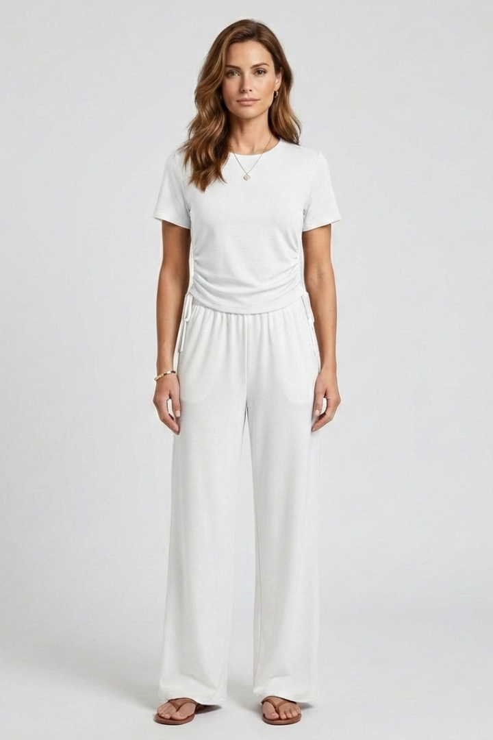 Ensemble femme à manches courtes et pantalon ample