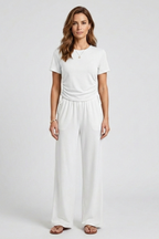 Ensemble femme à manches courtes et pantalon ample