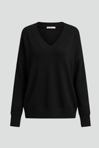Camisola de mulher com decote em V e mangas compridas