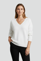 Camisola de mulher com decote em V e mangas compridas