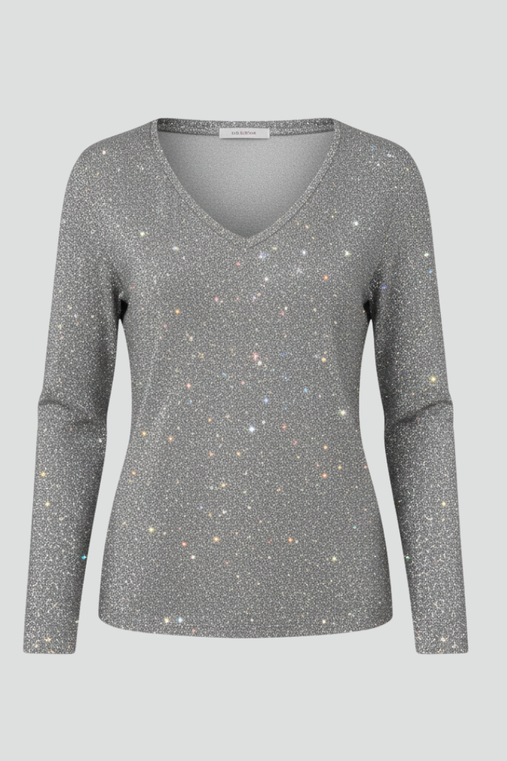 Damski Sweter z Dekoltem w Serek i Cekinami