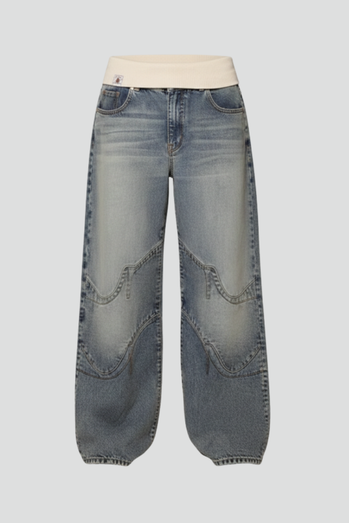 Jeans til damer med vide ben og løstsiddende pasform