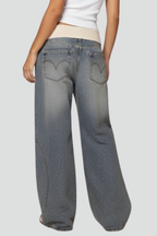 Jeans til damer med vide ben og løstsiddende pasform