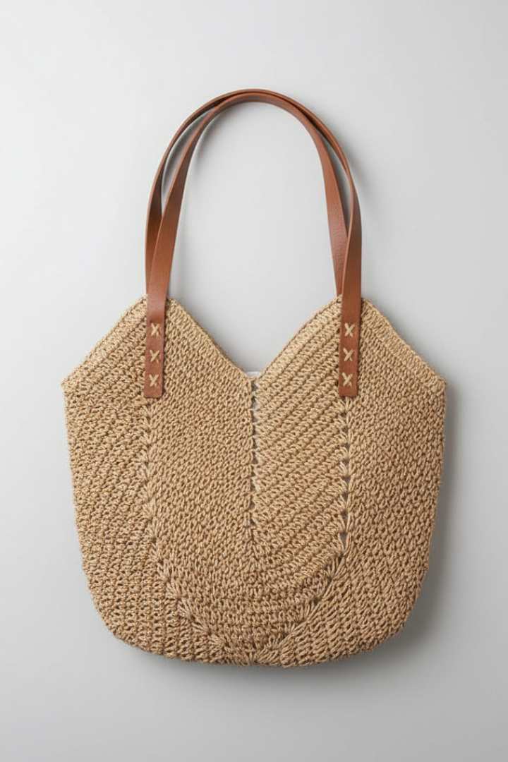 Sac à main femme tressé, longues anses et surface texturée