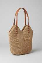 Sac à main femme tressé, longues anses et surface texturée