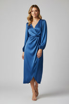 Vestito donna con scollo a V profondo e maniche lunghe