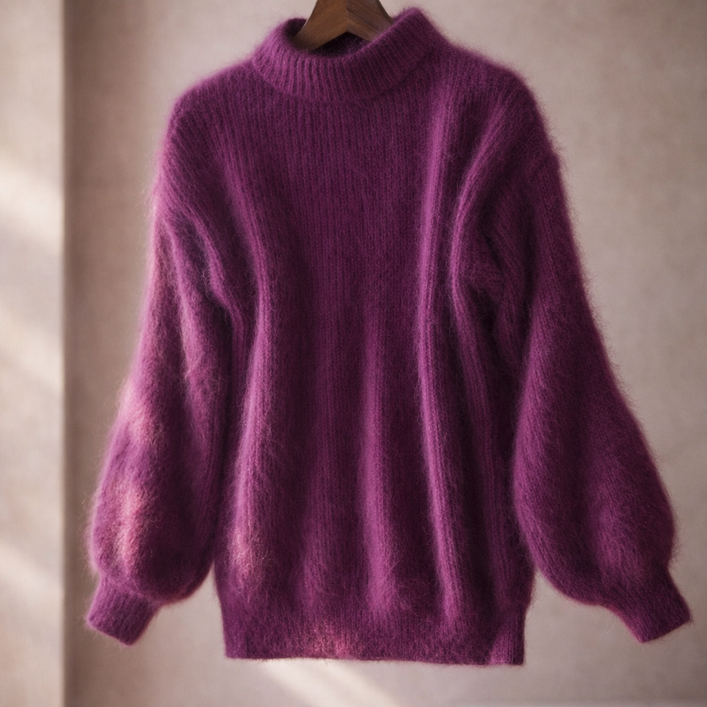 Oversize sweater til damer med rullekrave og lange ærmer