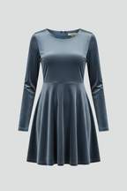 Robe mini femme col rond manches longues