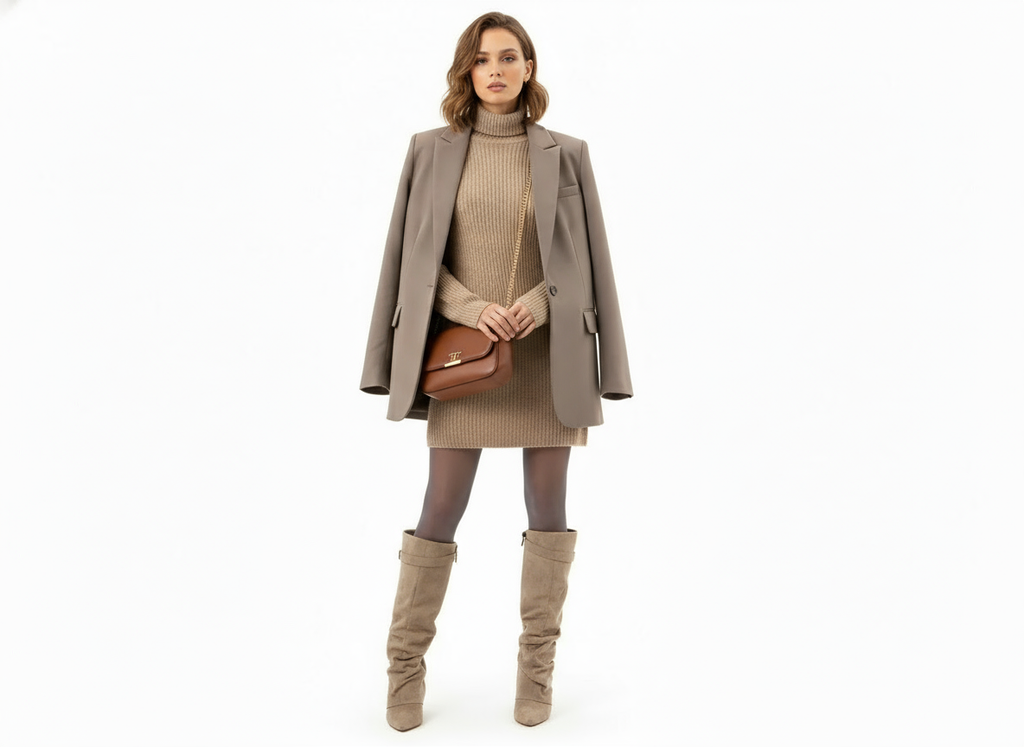 Bottes femme froncées au-dessus du genou, boucle, bout pointu