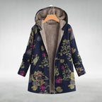 Veste femme à capuche, motif fleuri, zippée