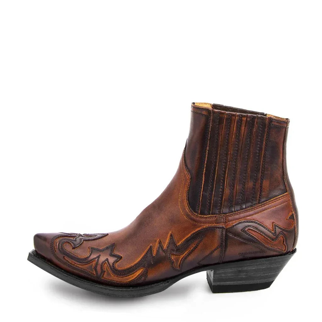Stivaletti western uomo con decorazioni, a punta