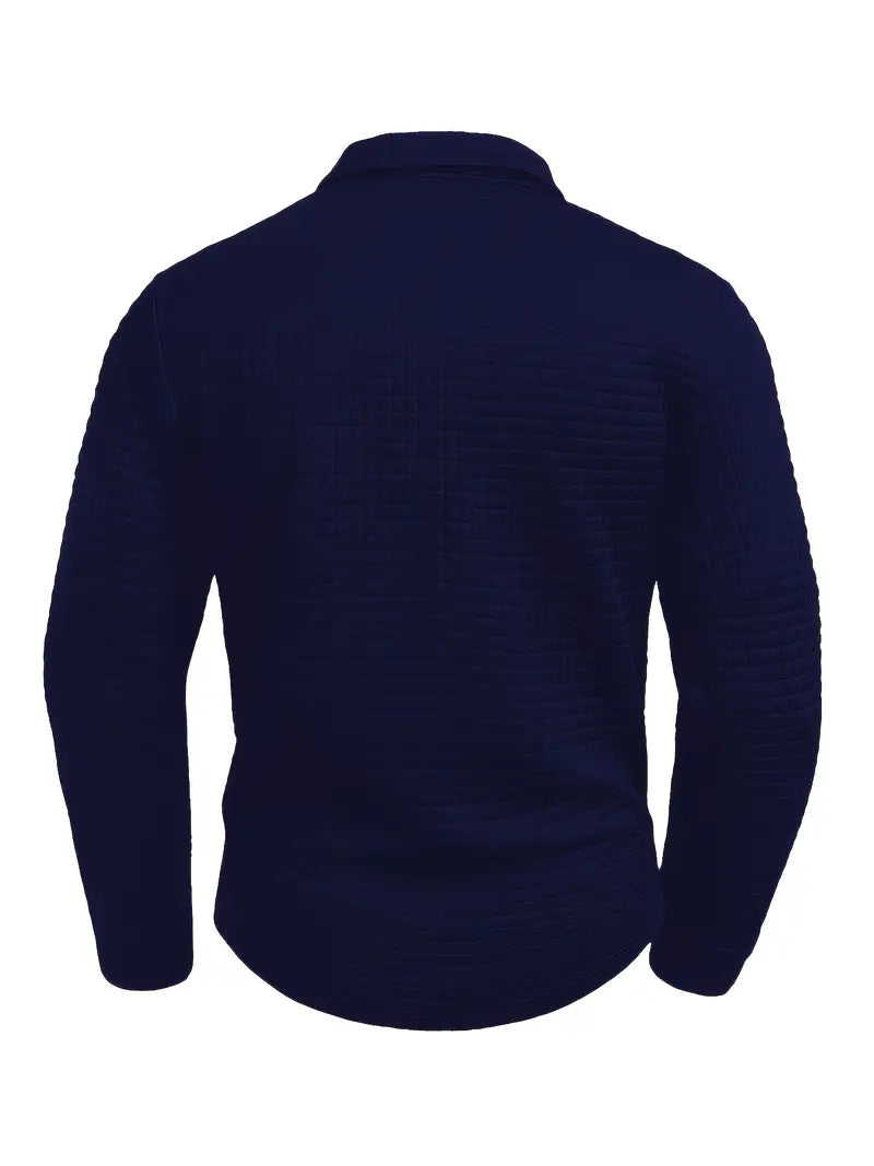 Polo de punto de hombre con textura de manga larga