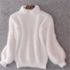 Pull femme à col roulé manches longues coupe ample