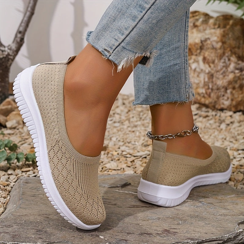 Sneakers slip-on donna con tomaia in maglia e suola profilata