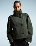 Trench donna corto con collo alla coreana