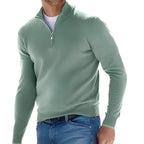Sweater til mænd med stående krave og lynlås