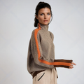 Pull à col roulé femme à motif chevrons, manches longues