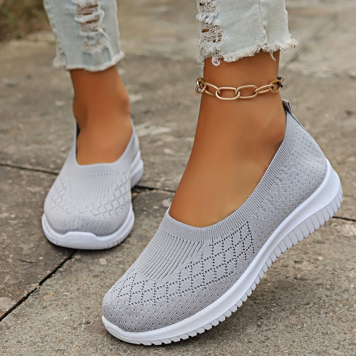 Sneakers slip-on donna con tomaia in maglia e suola profilata