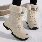 Bottines d'hiver femme à lacets, bord fourré