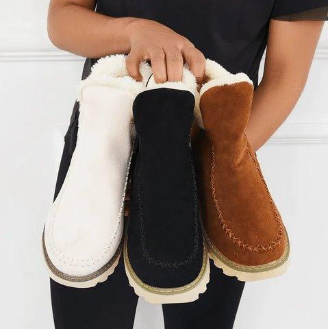 Stivaletti donna invernali slip-on con bordo morbido e suola rialzata