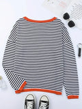 Camisola de mulher às riscas com decote redondo