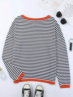 Camisola de mulher às riscas com decote redondo