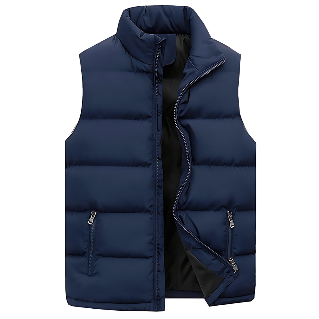Gilet sans manches matelassé homme à col montant et zip