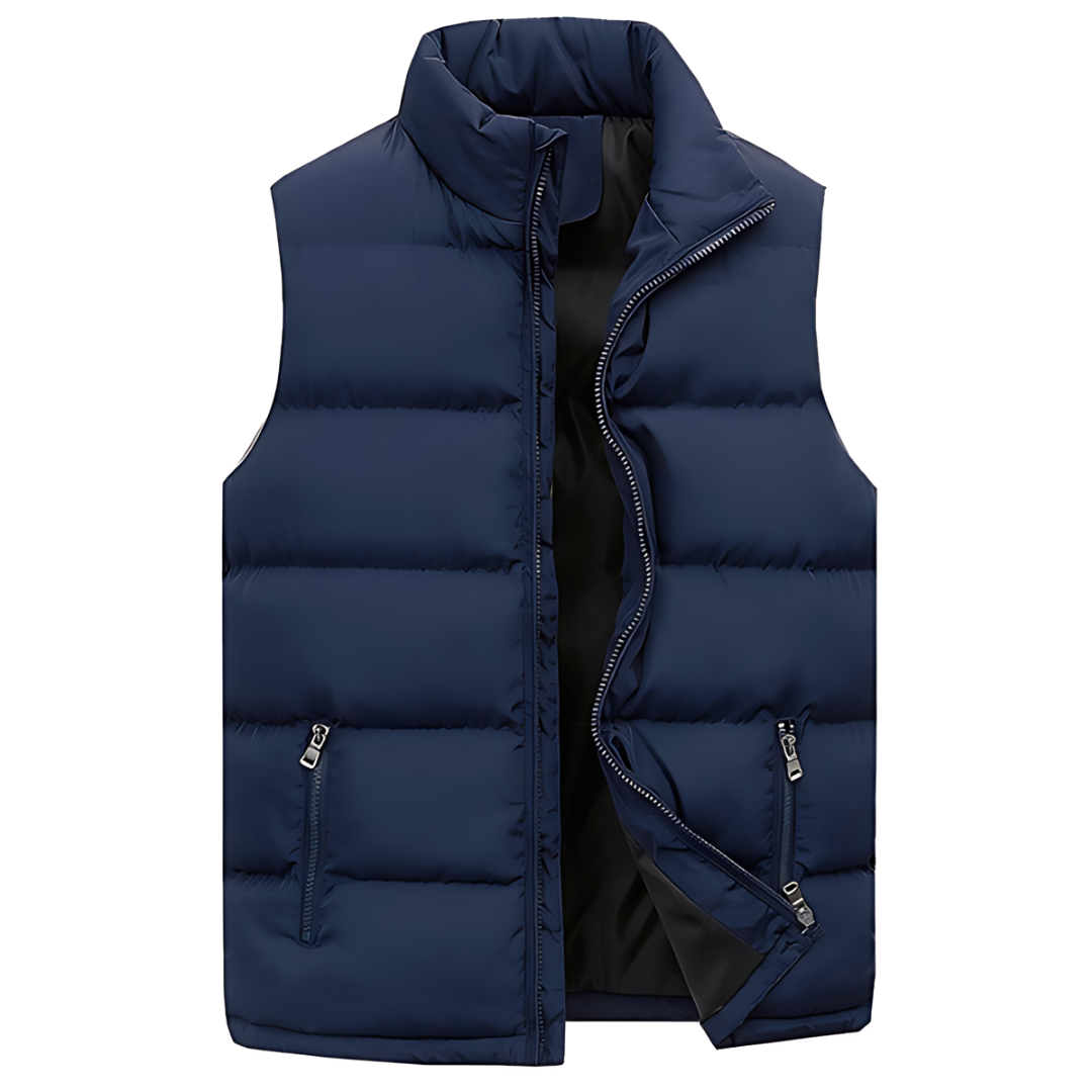 Gilet sans manches matelassé homme à col montant et zip