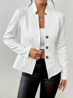 Blazer de malha de mulher texturado com botões